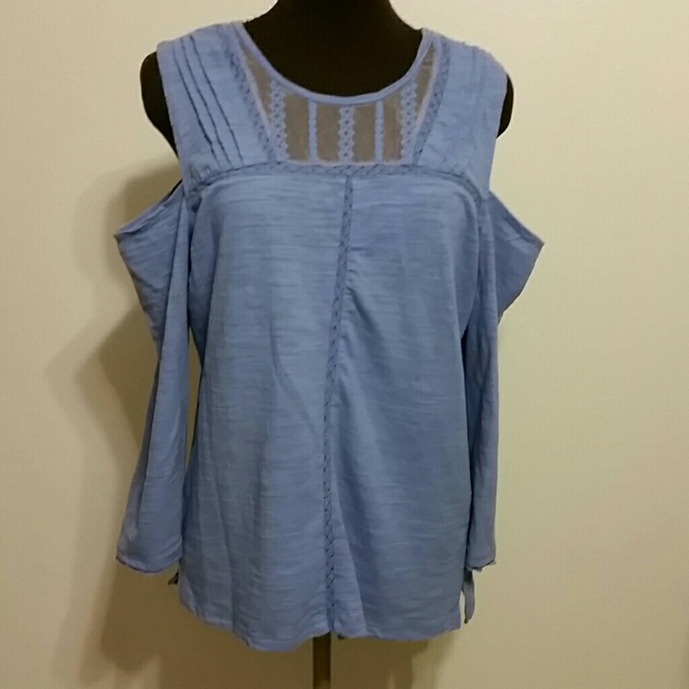 democracy periwinkle large cold shoulder top